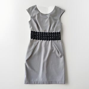 Darling Gray Sheath Dress Size S Zip Crochet Mid Career